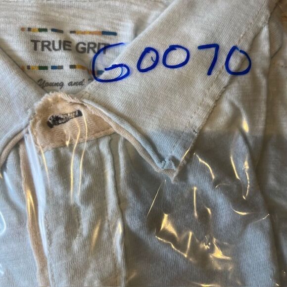 True Grit Young and Free Men's Burnout Slub Button Polo Light Blue M - Picture 14 of 14